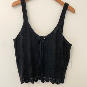 NWT Old Navy Crochet Crop Tank, Black, Size L